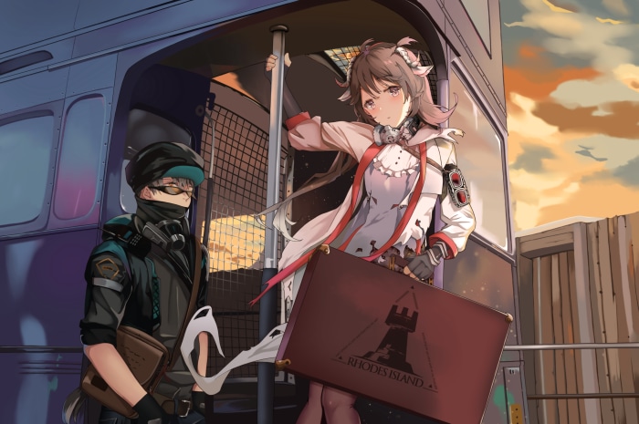 Eyjafjalla from Arknights on a train