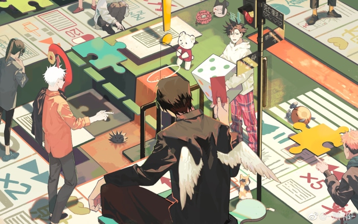 Jujutsu Kaisen characters on a board game