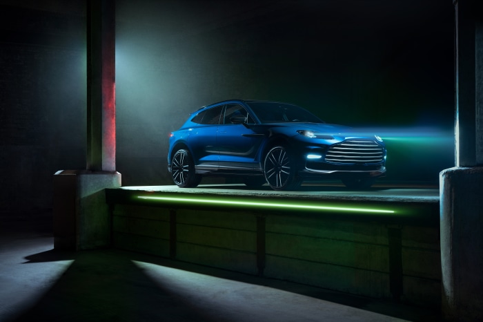 Blue Aston Martin DBX707 SUV