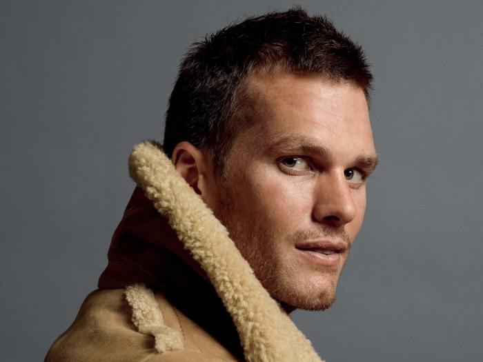 Tom Brady wearing a shearling-lined jacket
