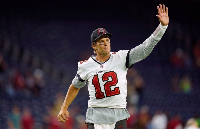 Tom Brady from Tampa Bay Buccaneers waving