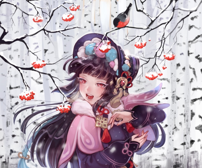 Yun Jin from Genshin Impact in winter