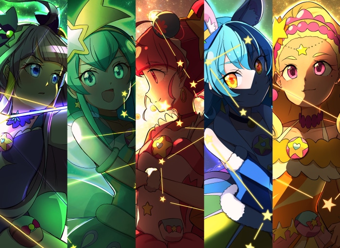 Star☆Twinkle Precure Characters in Constellation Outfits