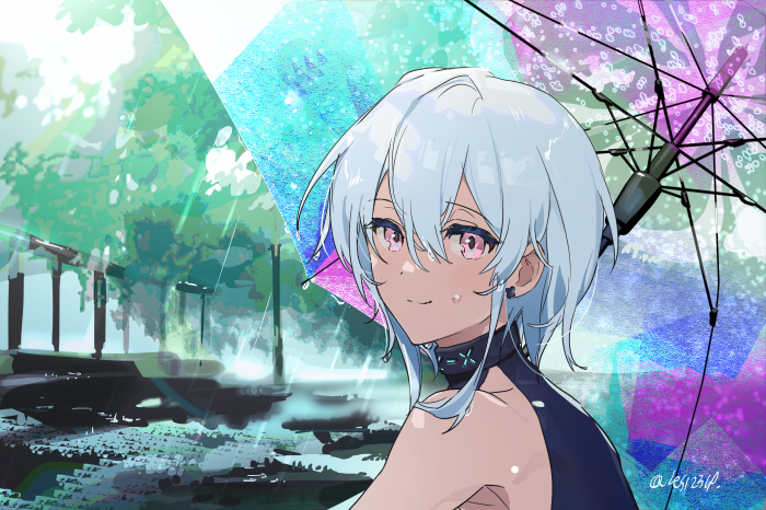 Mizuki from Arknights in the rain