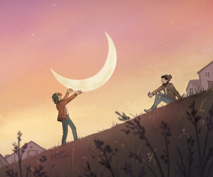 Kyle Broflovski and Stan Marsh reaching for the moon