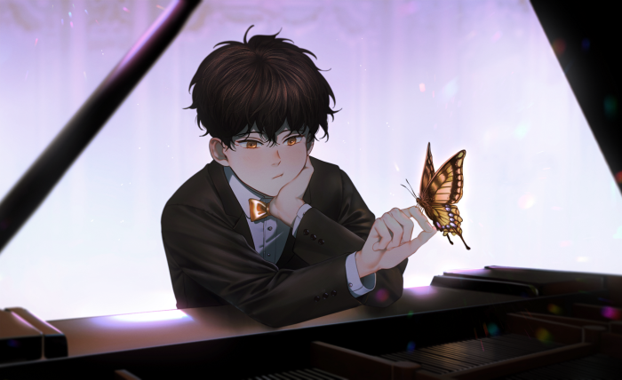 Ahn Jiwon with a butterfly