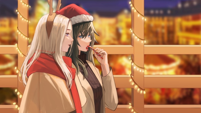 Byleth and Edelgard in Festive Attire