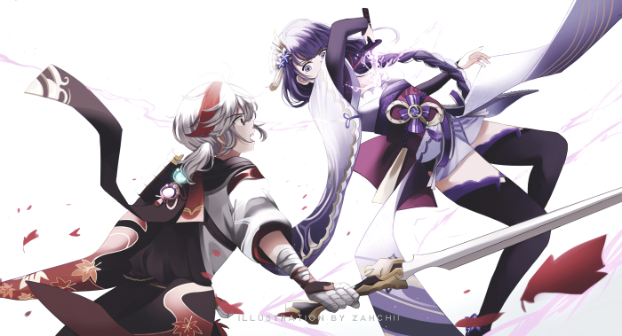Raiden Shogun and Kaedehara Kazuha from Genshin Impact