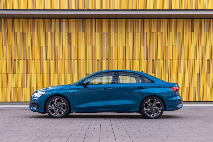 Blue Audi A3 Sedan 40 TFSI quattro parked