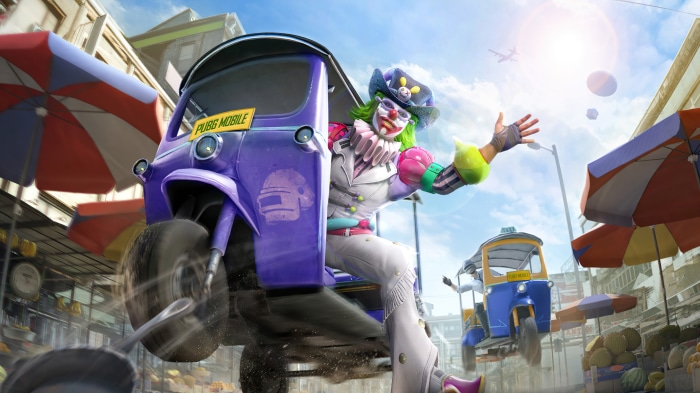 Clown character in PUBG Mobile tuk-tuk