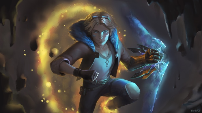 Ezreal from League of Legends with magical powers