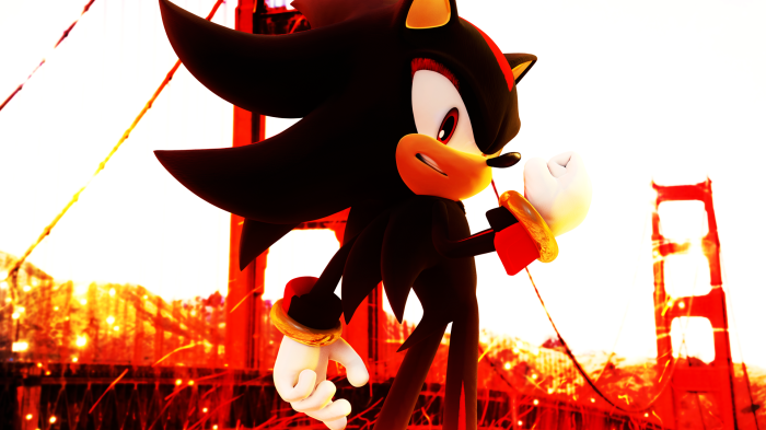Shadow the Hedgehog in front of Golden Gate Bridge