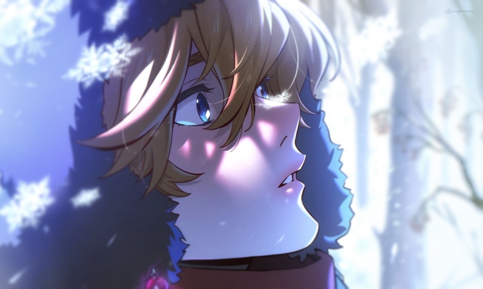 Tartaglia Childe from Genshin Impact in snow