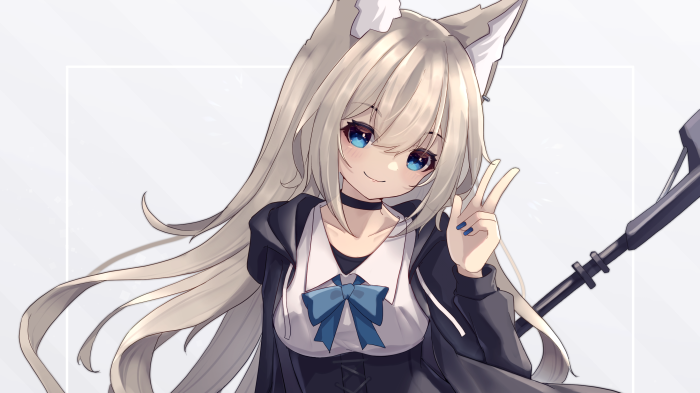 Anime girl with wolf ears and a rifle