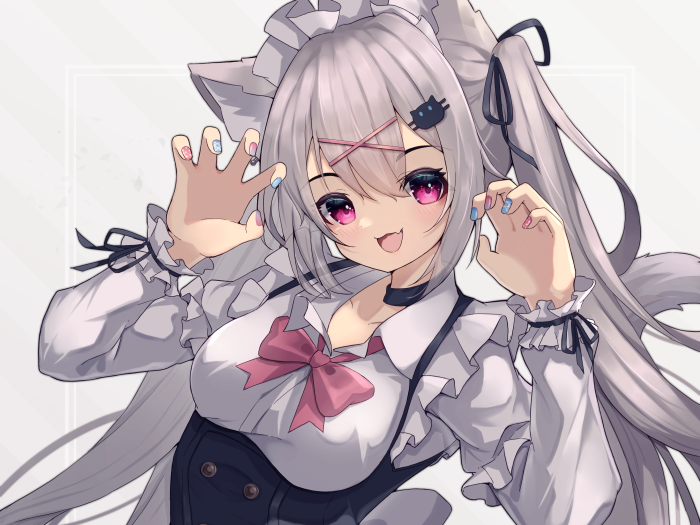 Anime girl in maid outfit with cat ears