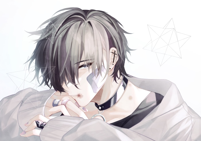 Anime Boy with Bandages and Rings 4K