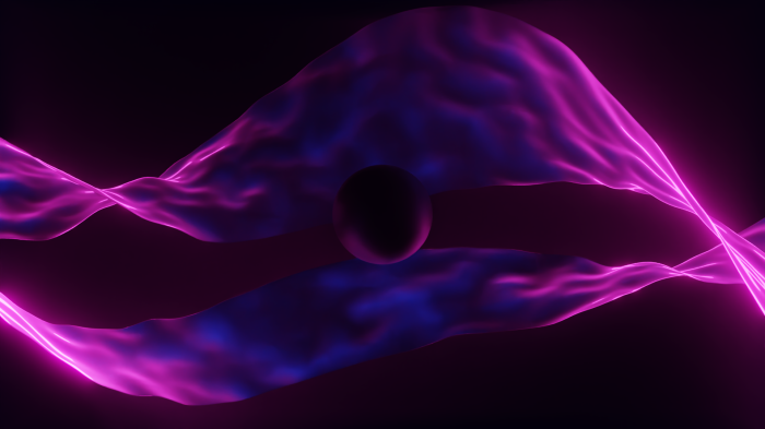 Abstract 3D Dark Whirl with Neon Ribbons