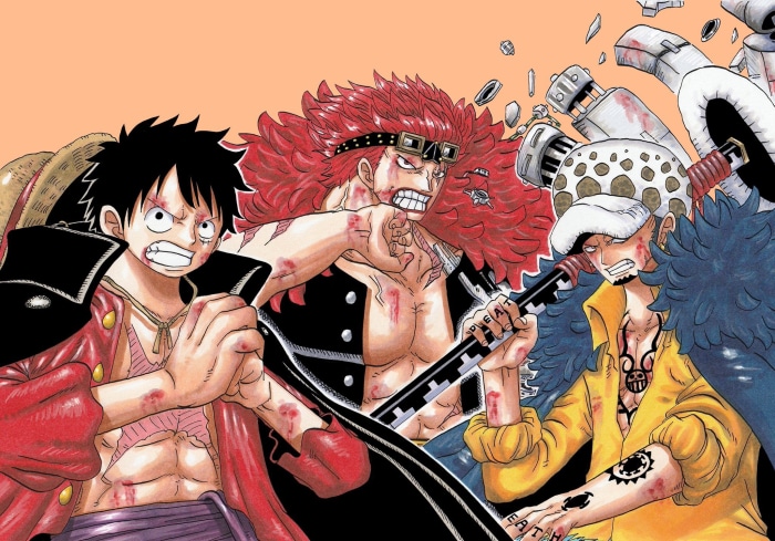 Monkey D. Luffy, Trafalgar Law, and Eustass Kid from One Piece