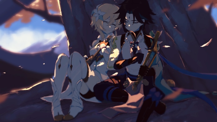 Xiao and Lumine from Genshin Impact 4K Art