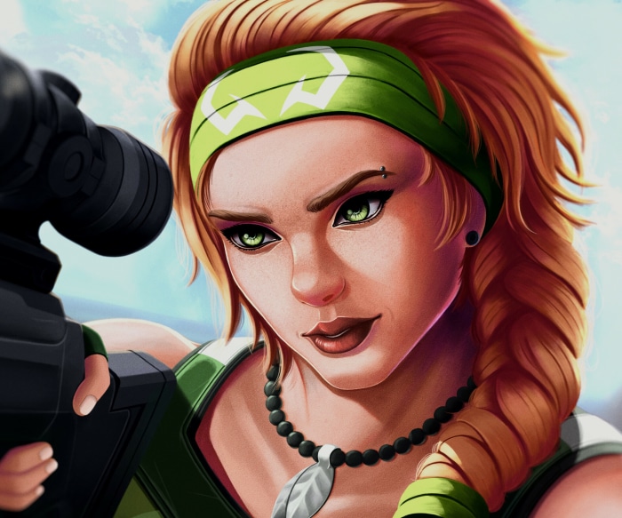 Skye from Valorant holding a weapon