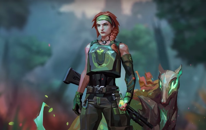 Skye from Valorant with a spirit wolf