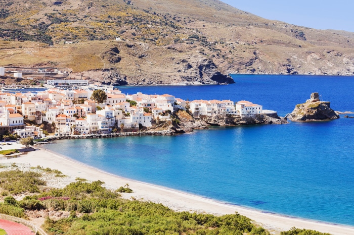Chora town on Andros Island, Greece