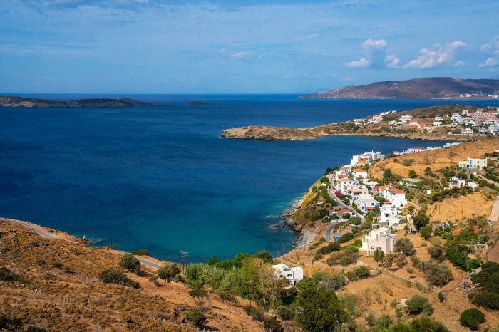 Coastal village on Andros Island, Greece