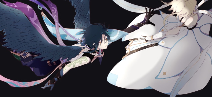 Xiao and Lumine from Genshin Impact