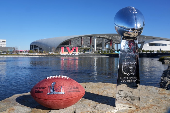 Super Bowl LVI Vince Lombardi Trophy and Football