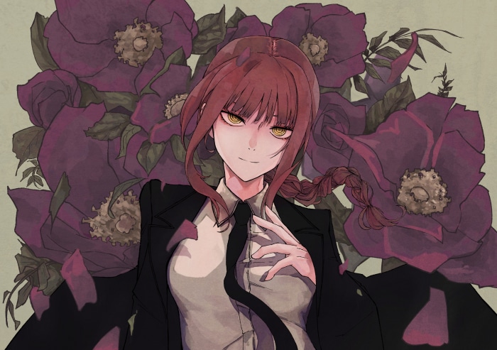 Makima from Chainsaw Man with Flowers