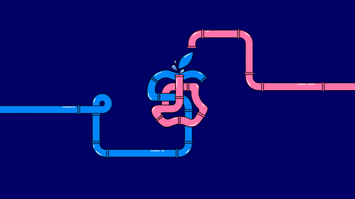 Apple logo made of pipes