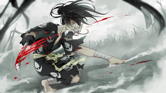 Hyakkimaru from Dororo with bloody sword