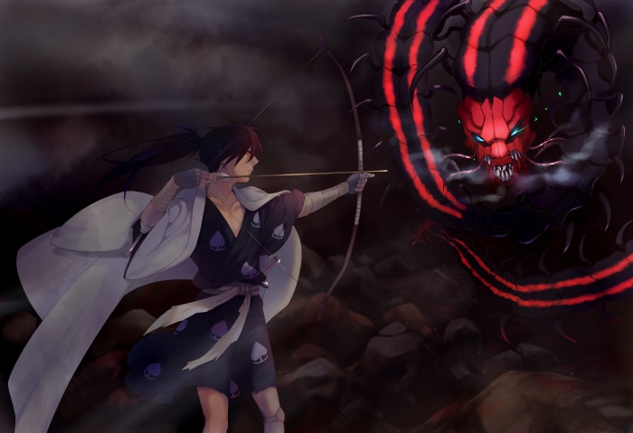 Hyakkimaru from Dororo fighting a demon