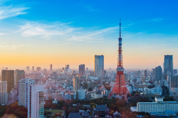 Tokyo Tower and cityscape at sunset