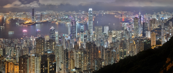 Hong Kong cityscape at night from Victoria Peak