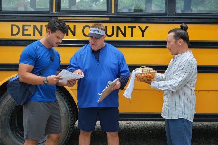 Taylor Lautner and Kevin James by School Bus