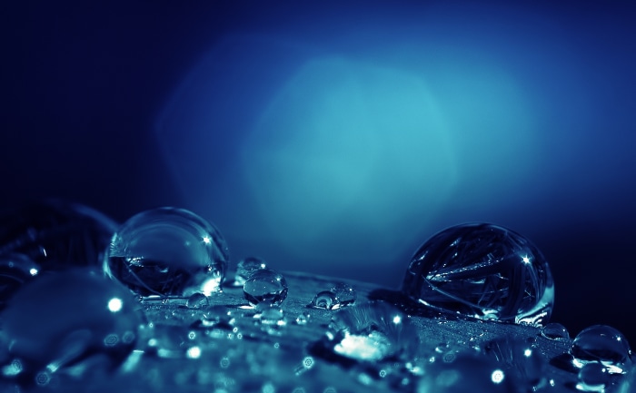 Artistic Blue Water Drops Macro