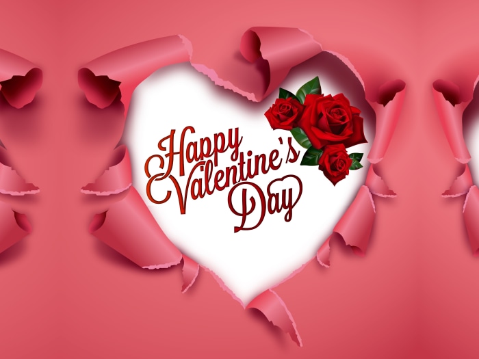 Happy Valentine's Day Heart with Roses