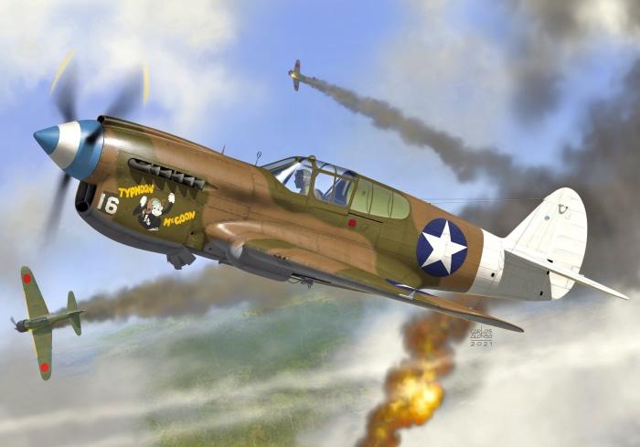 Curtiss P-40 Warhawk in combat during WWII