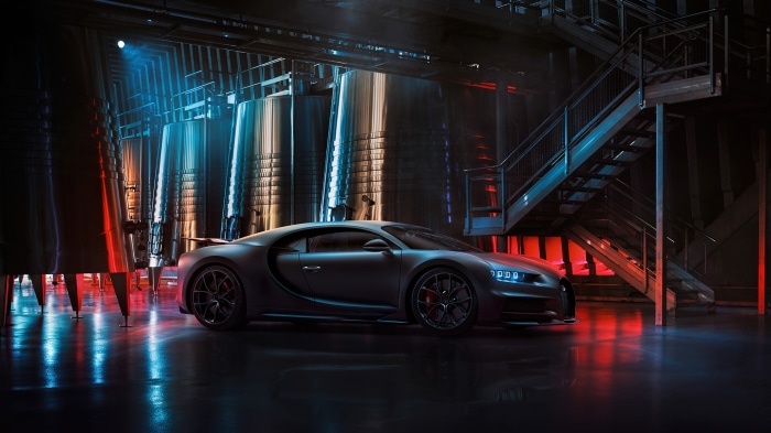 Bugatti Chiron Supercar in Industrial Setting