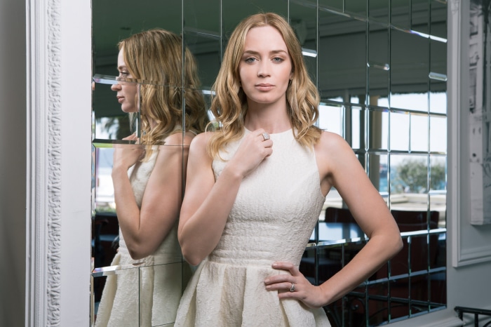 Emily Blunt in a white dress