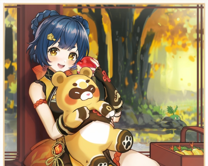 Xiangling and Guoba from Genshin Impact