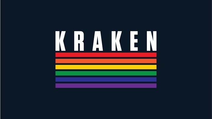 Seattle Kraken logo with rainbow stripes