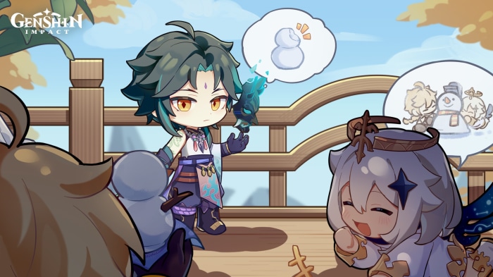 Xiao and Paimon from Genshin Impact