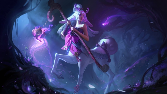 Lillia from League of Legends in a magical forest