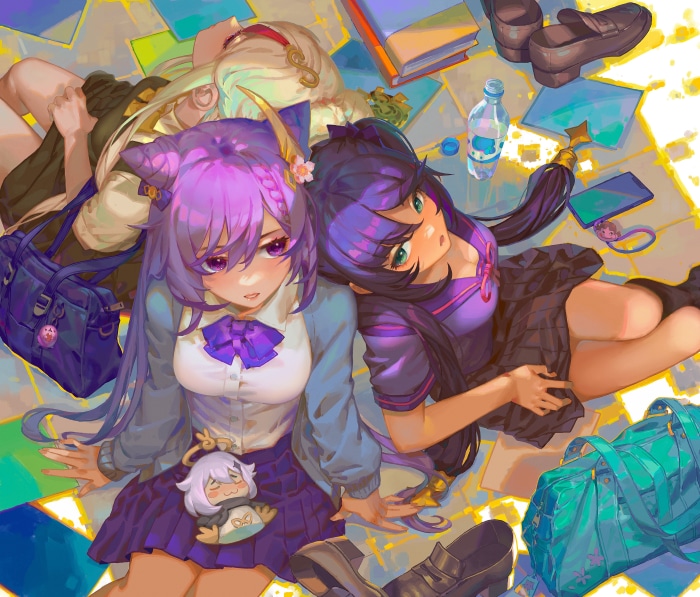 Mona, Keqing, and Ningguang from Genshin Impact