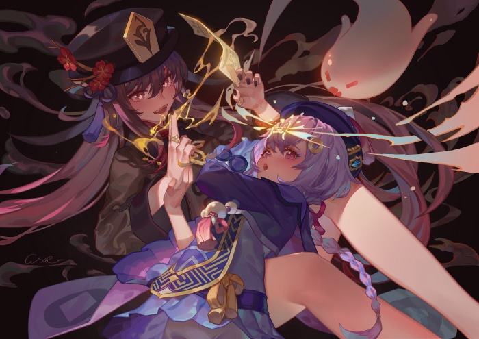 Hu Tao and Qiqi from Genshin Impact