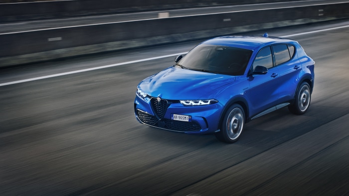 Blue Alfa Romeo Tonale SUV on a Highway