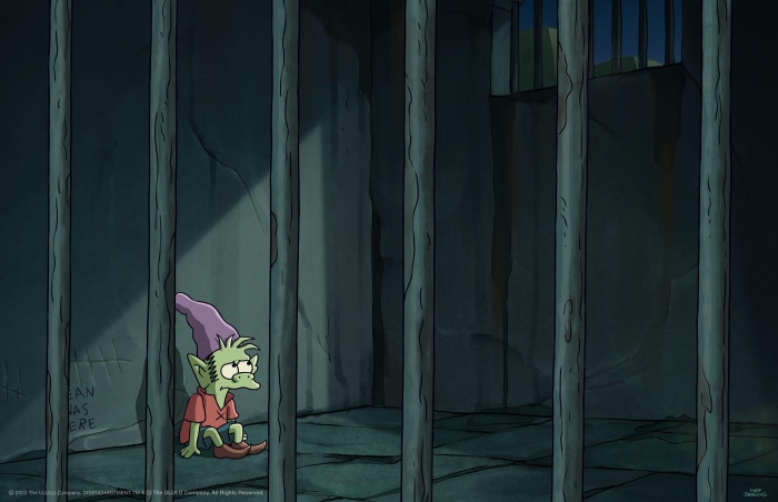 Elfo from Disenchantment in a prison cell