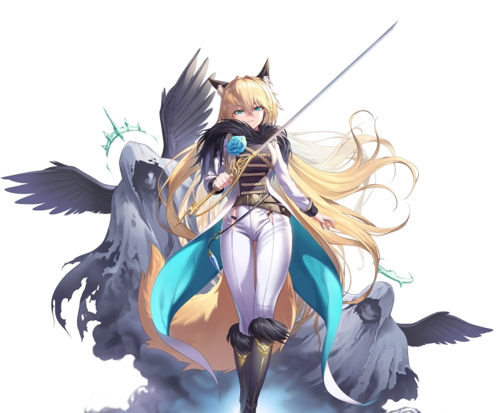 Anime girl with fox ears and sword